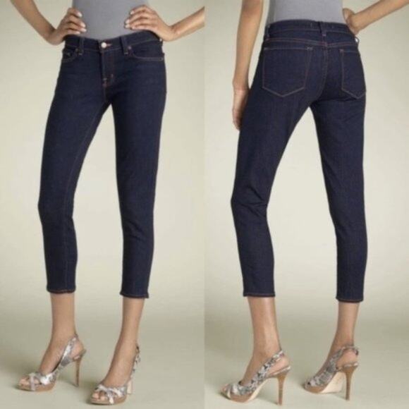 J BRAND Seven-Eighths Cropped Mid-Rise Skinny Jeans Ink Wash Y2K Era sz 28 x 27 - Picture 2 of 7